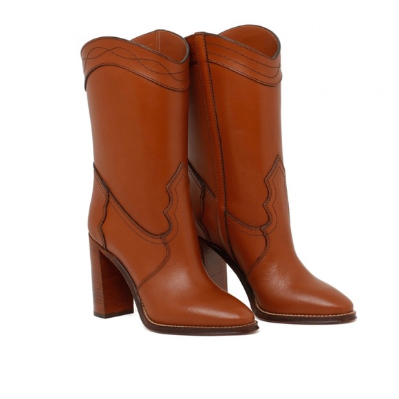 Saint Laurent Shoes - Saint Laurent Kate 90 Tuscan Leather Western Boots